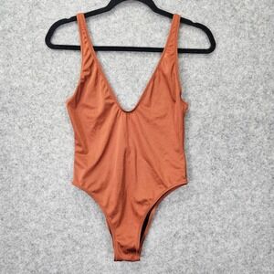 Solid and Striped Swimsuit Womens S Terracotta Low Back One Piece Baywatch 90s